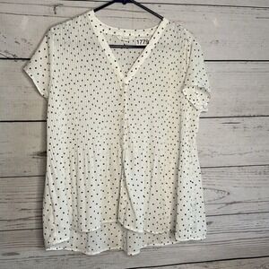 NWOT Anthropologie Pleione White Diamond Oversized Pleated Blouse Women SP China